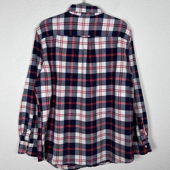 Chaps Mens L Classic Oxford Long Sleeve Shirt Red/White/Blue nautical preppy - Picture 3 of 10